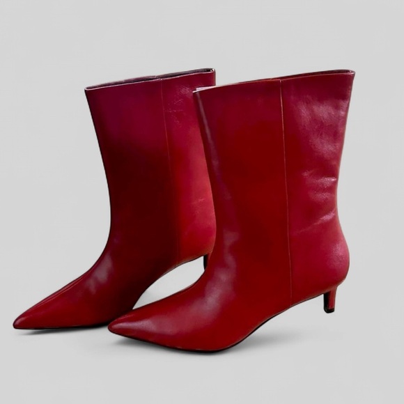 SEYCHELLES-Game Changer Red Leather Pointed-Toe Boots-size 7.5-new Retail $179 - Picture 5 of 8
